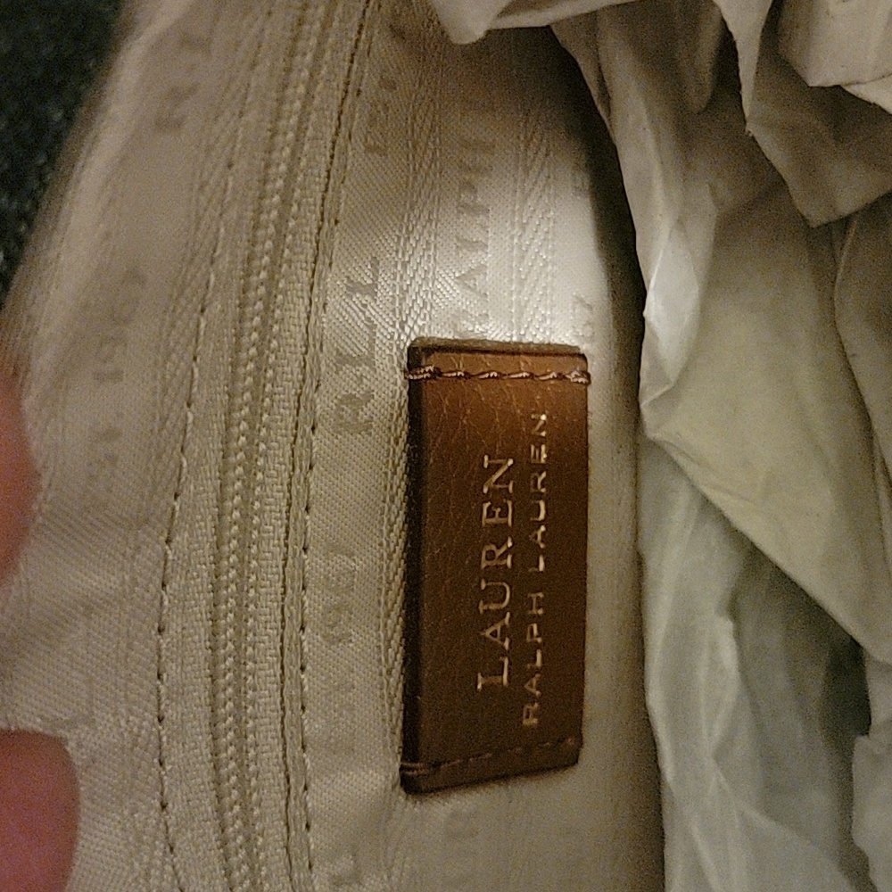 Lauren Ralph Lauren Denim Blue Tote with Cream Accents NWOT - Picture 3 of 10
